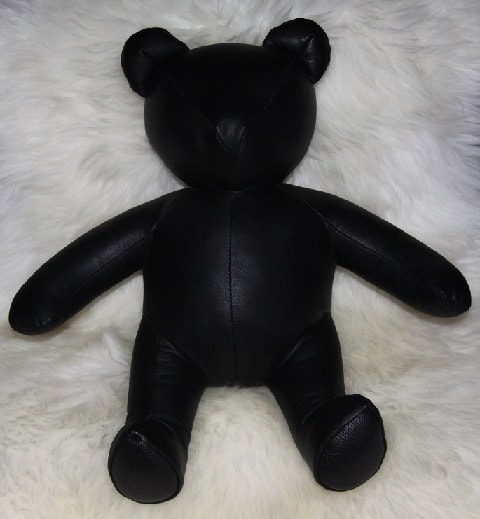 Galerie Bear Stuffed Snickers Black Leather Jacket Plush Animal 8”